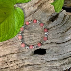 Natural Rhodonite/Elephant Bracelet